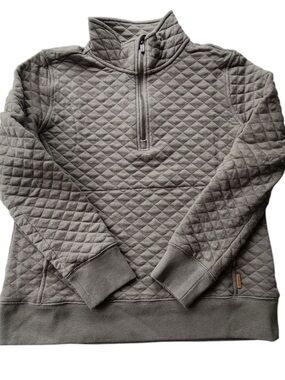 Avalanche Womens Large Quilted 1/4 Zip Pullover Mock Turtleneck Sweatshirt Green
